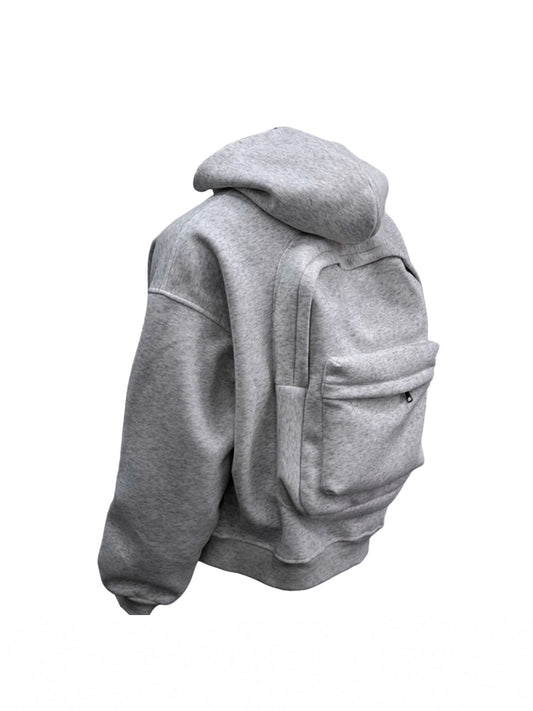 Unisex Casual Fleece Lined Hooded Zipper Sweatshirt Jacket