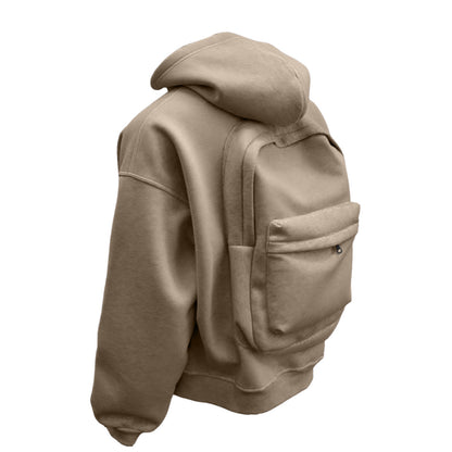 Unisex Casual Fleece Lined Hooded Zipper Sweatshirt Jacket