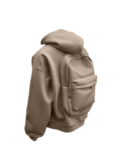 Unisex Casual Fleece Lined Hooded Zipper Sweatshirt Jacket